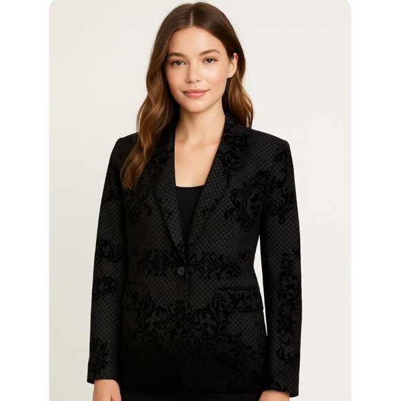 Nanette Lepore Black Brocade Velvet jacket blazer medium NWT - Picture 2 of 10